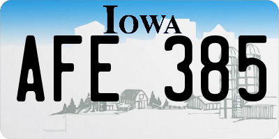 IA license plate AFE385