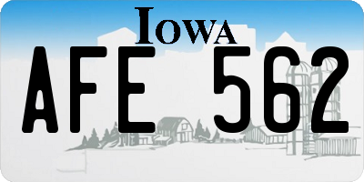 IA license plate AFE562