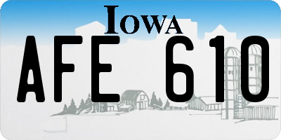 IA license plate AFE610