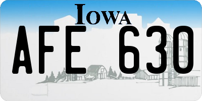IA license plate AFE630