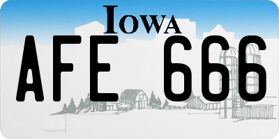 IA license plate AFE666