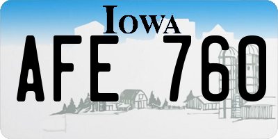 IA license plate AFE760