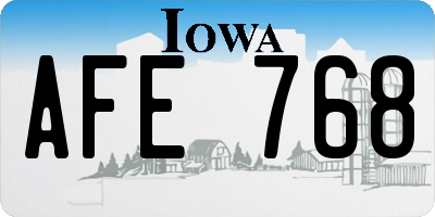 IA license plate AFE768