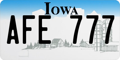 IA license plate AFE777
