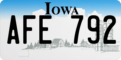 IA license plate AFE792