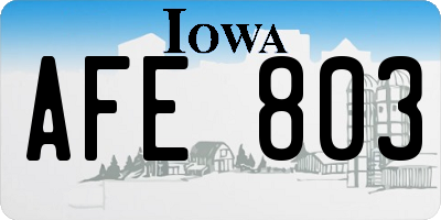 IA license plate AFE803