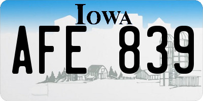 IA license plate AFE839