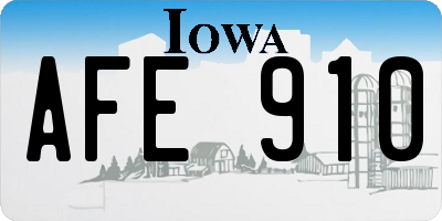 IA license plate AFE910