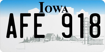 IA license plate AFE918