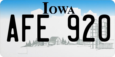 IA license plate AFE920
