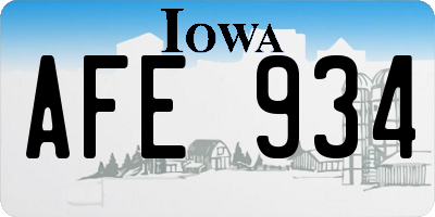 IA license plate AFE934