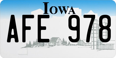 IA license plate AFE978