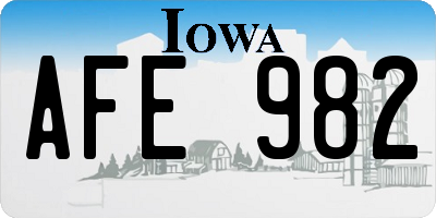 IA license plate AFE982