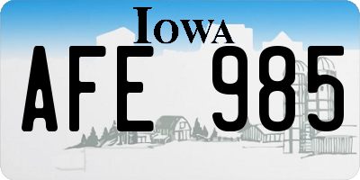 IA license plate AFE985