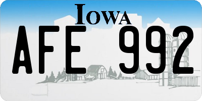 IA license plate AFE992
