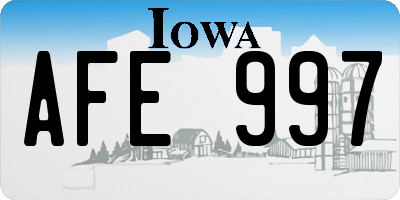IA license plate AFE997