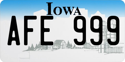 IA license plate AFE999