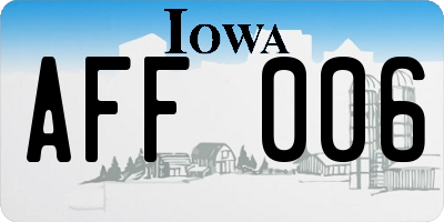 IA license plate AFF006