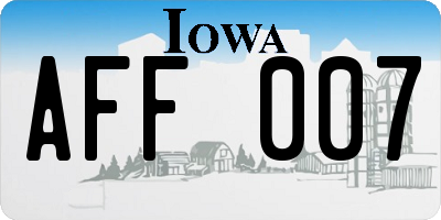 IA license plate AFF007