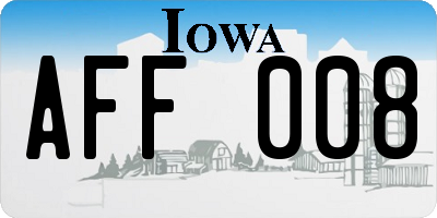 IA license plate AFF008