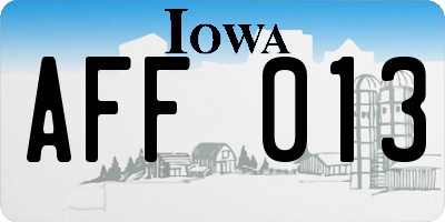IA license plate AFF013