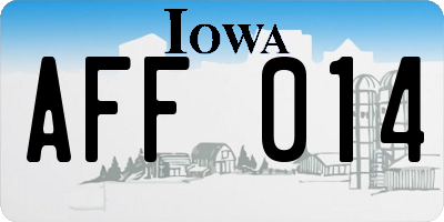 IA license plate AFF014