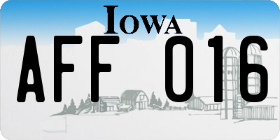 IA license plate AFF016