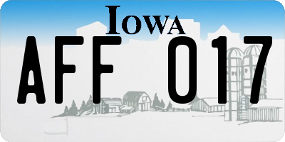 IA license plate AFF017