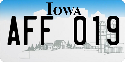 IA license plate AFF019
