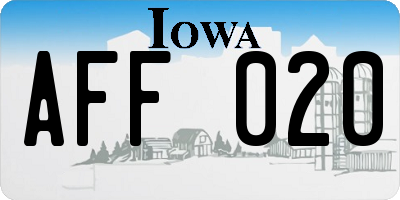 IA license plate AFF020
