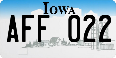 IA license plate AFF022