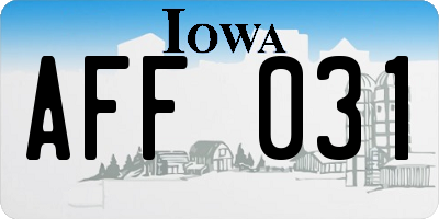IA license plate AFF031