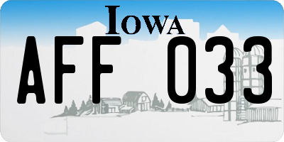 IA license plate AFF033