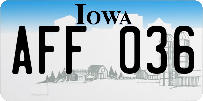 IA license plate AFF036