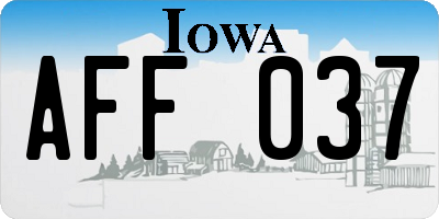 IA license plate AFF037