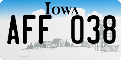 IA license plate AFF038