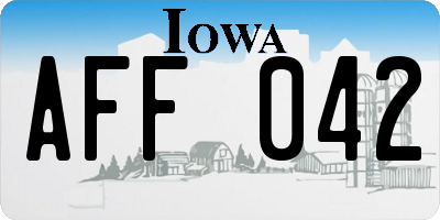 IA license plate AFF042