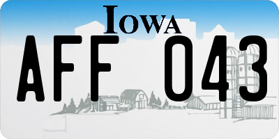 IA license plate AFF043