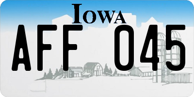 IA license plate AFF045