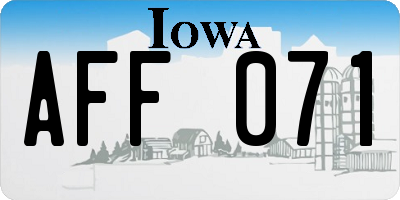 IA license plate AFF071