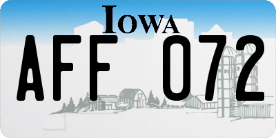 IA license plate AFF072