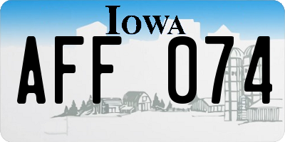 IA license plate AFF074