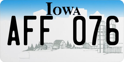 IA license plate AFF076
