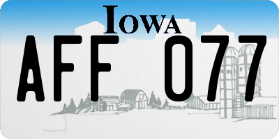 IA license plate AFF077