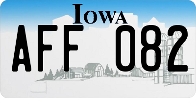 IA license plate AFF082