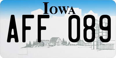 IA license plate AFF089