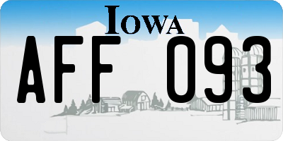 IA license plate AFF093