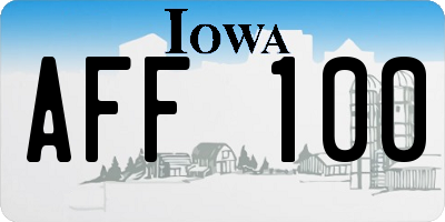 IA license plate AFF100