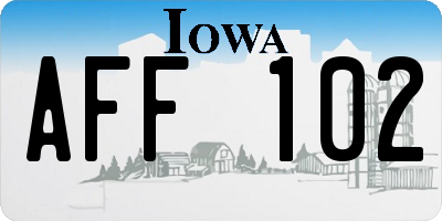 IA license plate AFF102