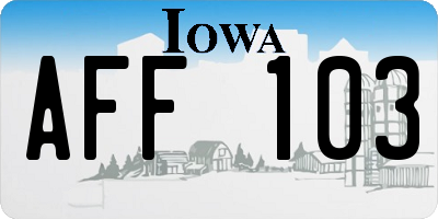IA license plate AFF103